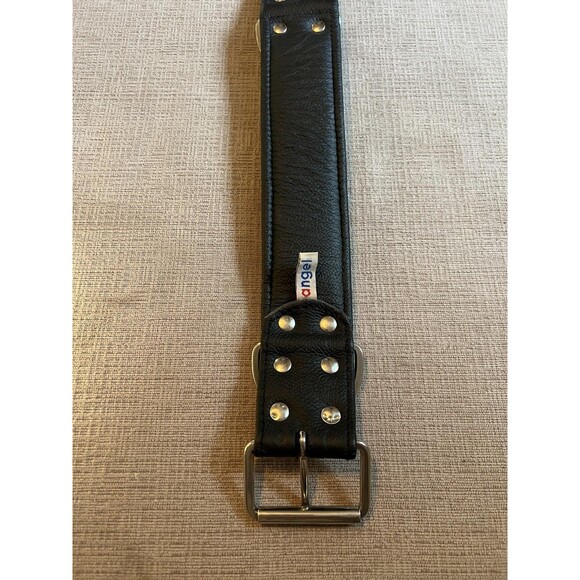 Angel Genuine Leather Spiked Studded Dog Collar Wide Padded Black Heavy Duty - Picture 5 of 10